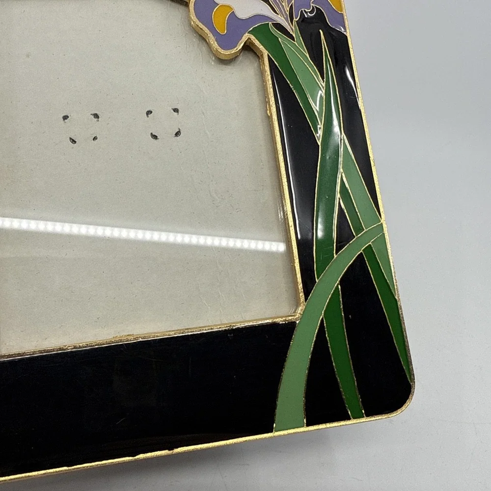 Vtg Cloisonne Iris Black‎ 3.5